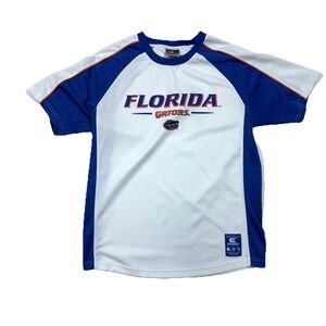 UNIVERSITY OF FLORIDA GATORS WHITE POLYESTER SHORT SLEEVE SHIRT SIZE L